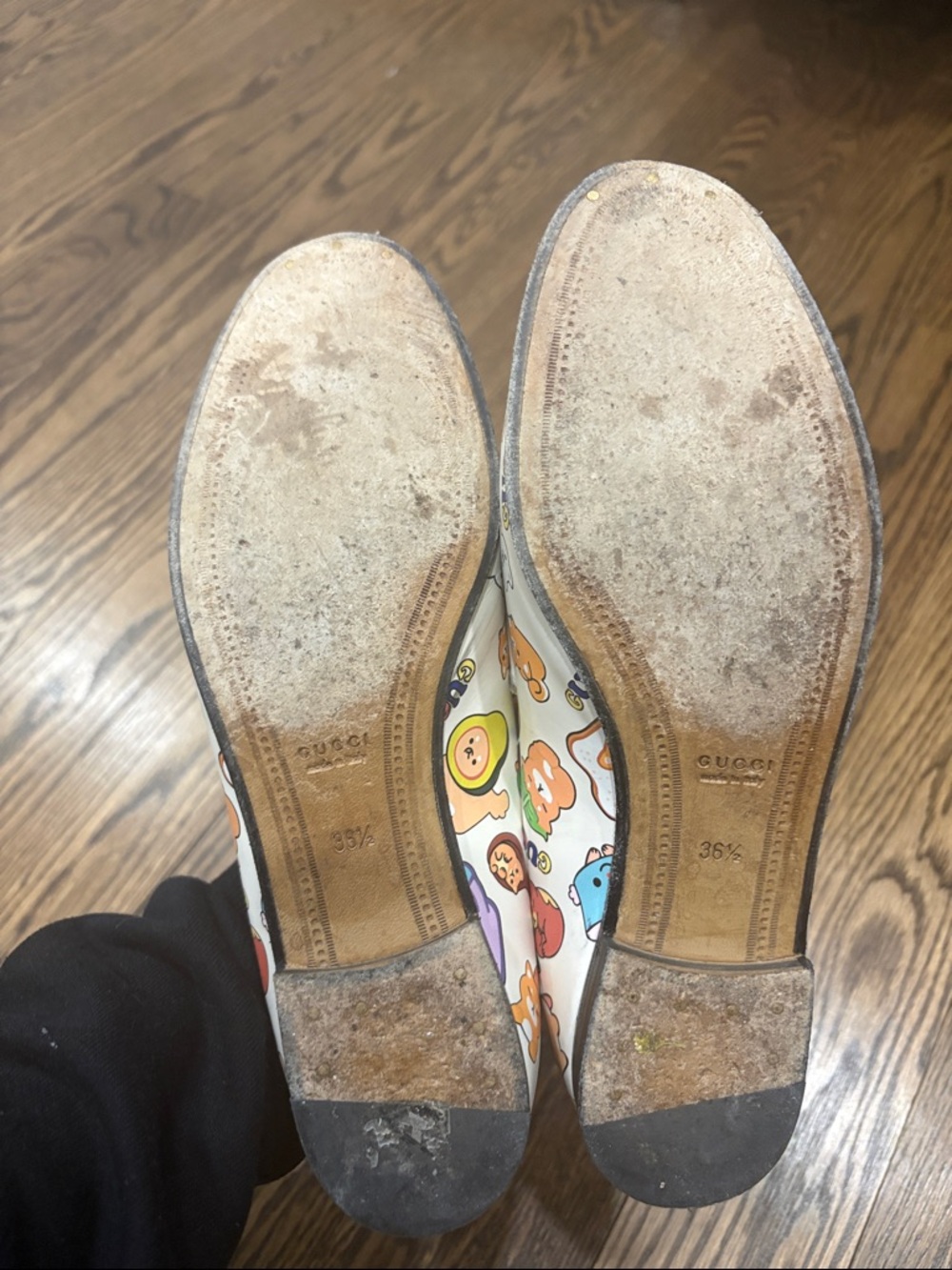 Gucci White Multicolor Cartoon Print Horsebit Loafers (authentic) - Picture 3 of 3